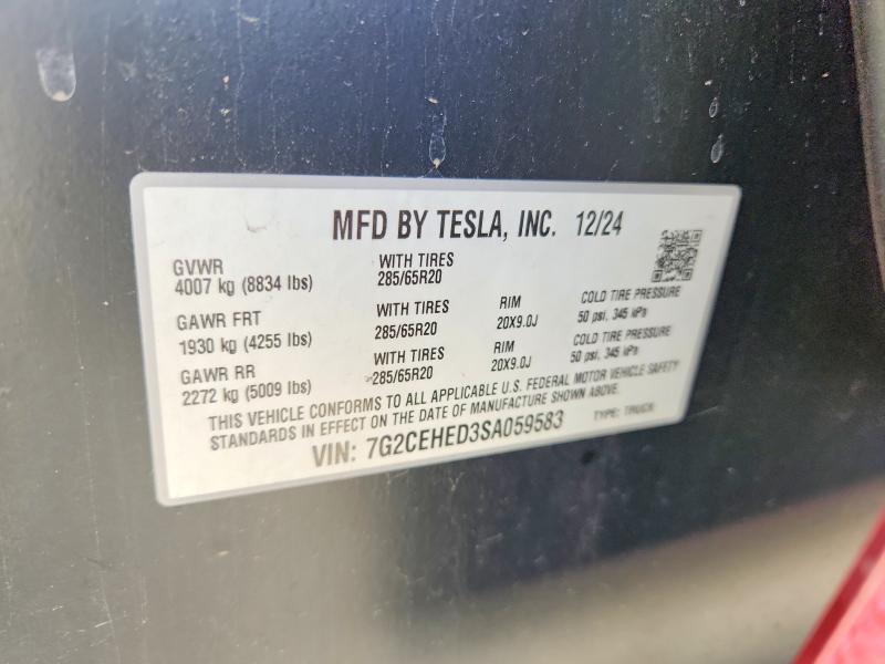 Aukcja sprzedaży 2025 Tesla Cybertruck, vin: 7G2CEHED3SA059583, numer aukcji: 65518506