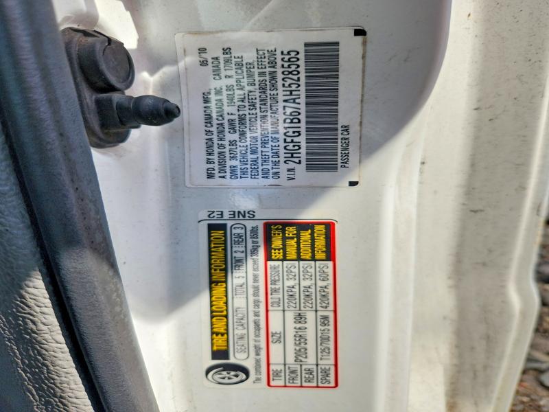 Продаж на аукціоні авто 2010 Honda Civic, vin: 2HGFG1B67AH528565, номер лоту: 64219306