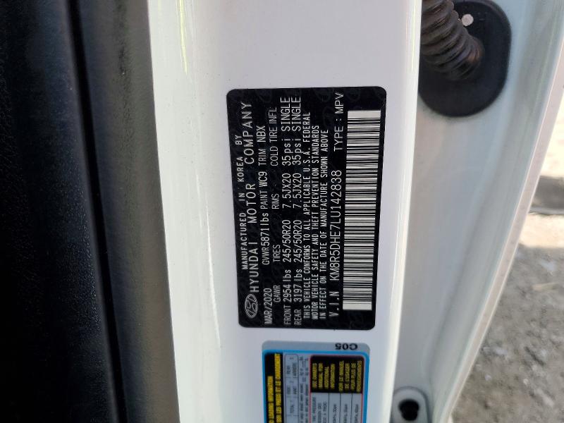 66159186 :رقم المزاد ، KM8R5DHE7LU142838 vin ، 2020 Hyundai Palisade مزاد بيع