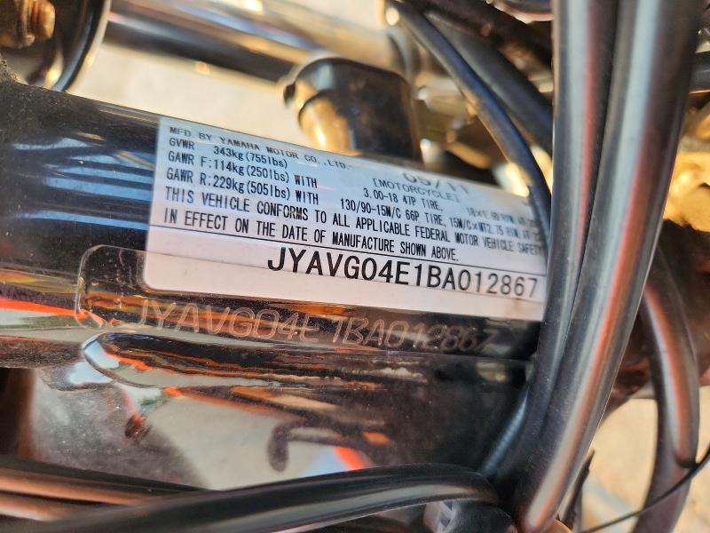 64192076 :رقم المزاد ، JYAVG04E1BA012867 vin ، 2011 Yamaha Xv250 مزاد بيع