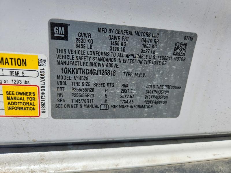 2016 Gmc Acadia მანქანა იყიდება აუქციონზე, vin: 1GKKVTKD4GJ126818, აუქციონის ნომერი: 65848446