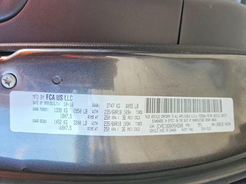 Продажа на аукционе авто 2019 Chrysler Pacifica, vin: 2C4RC1BG6KR549306, номер лота: 65025536