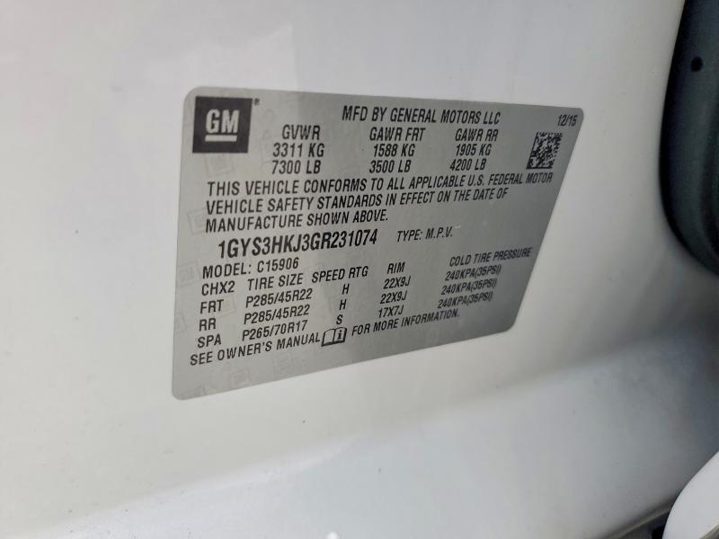 Продажа на аукционе авто 2016 Cadillac Escalade, vin: 1GYS3HKJ3GR231074, номер лота: 64837746