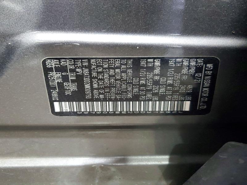 66014406 :رقم المزاد ، JN8AT3DD2MW309793 vin ، 2021 Nissan Rogue مزاد بيع