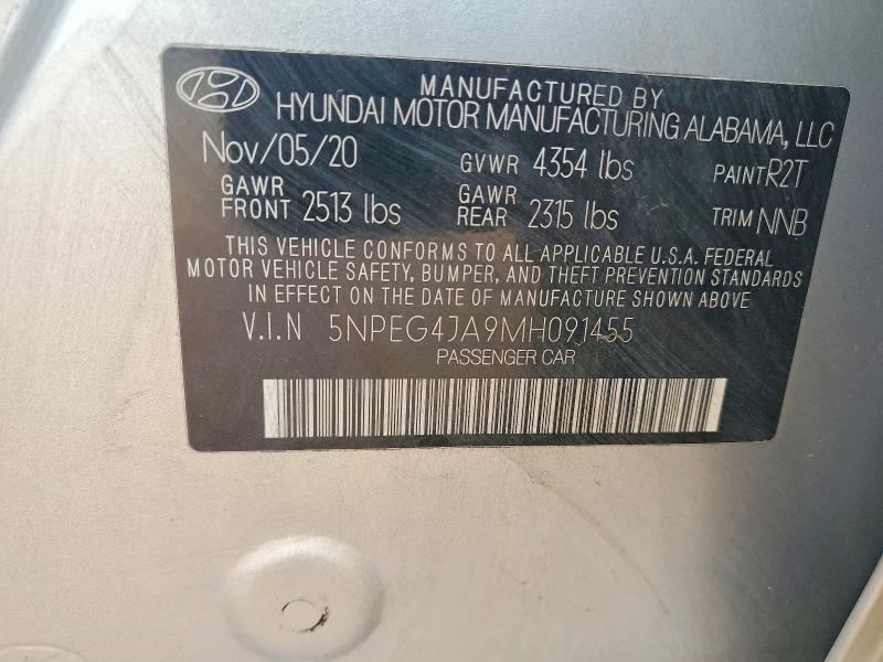 Продажа на аукционе авто 2021 Hyundai Sonata, vin: 5NPEG4JA9MH091455, номер лота: 65046816