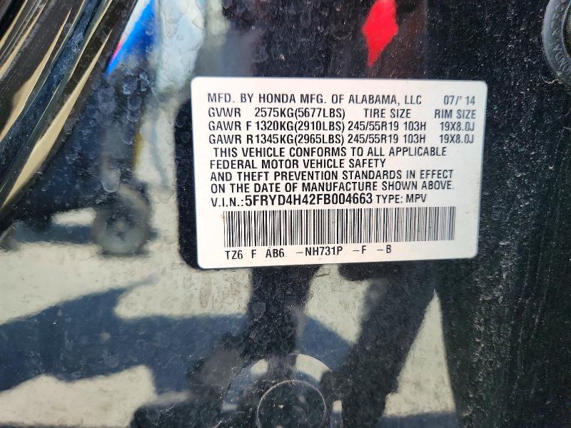Aukcja sprzedaży 2015 Acura Mdx, vin: 5FRYD4H42FB004663, numer aukcji: 63552276