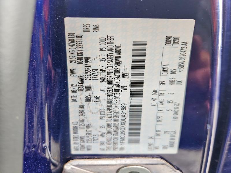64679876 :رقم المزاد ، 1FMCU9GXXDUA91989 vin ، 2013 Ford Escape مزاد بيع