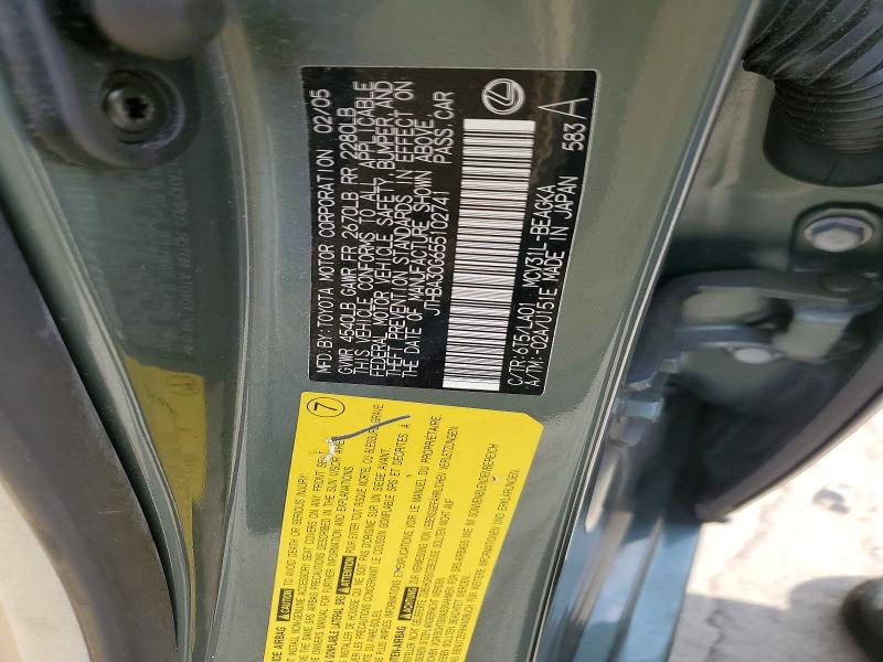 Продажа на аукционе авто 2005 Lexus Es, vin: JTHBA30G655102741, номер лота: 66537556