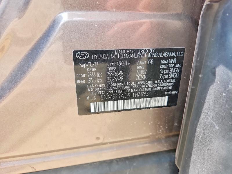Продаж на аукціоні авто 2020 Hyundai Santa Fe, vin: 5NMS23AD5LH171773, номер лоту: 62582246
