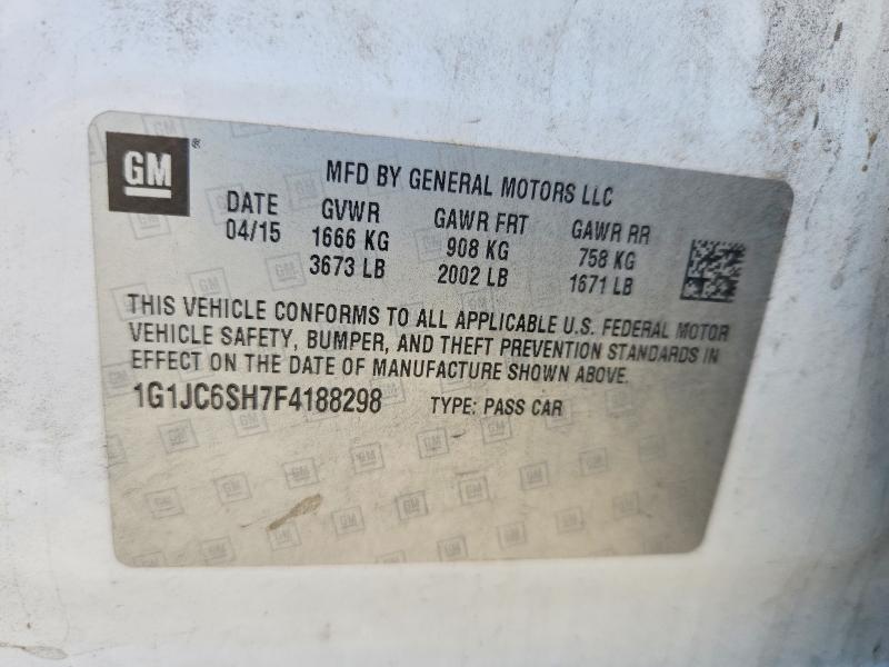 64418756 :رقم المزاد ، 1G1JC6SH7F4188298 vin ، 2015 Chevrolet Sonic مزاد بيع