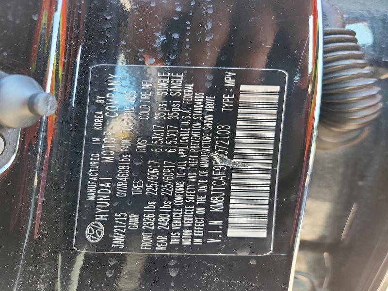 2015 Hyundai Tucson მანქანა იყიდება აუქციონზე, vin: KM8JTCAF9FU072103, აუქციონის ნომერი: 63609956