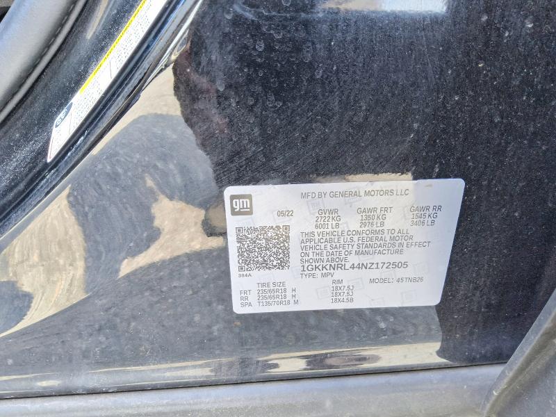 2022 Gmc Acadia მანქანა იყიდება აუქციონზე, vin: 1GKKNRL44NZ172505, აუქციონის ნომერი: 66945546