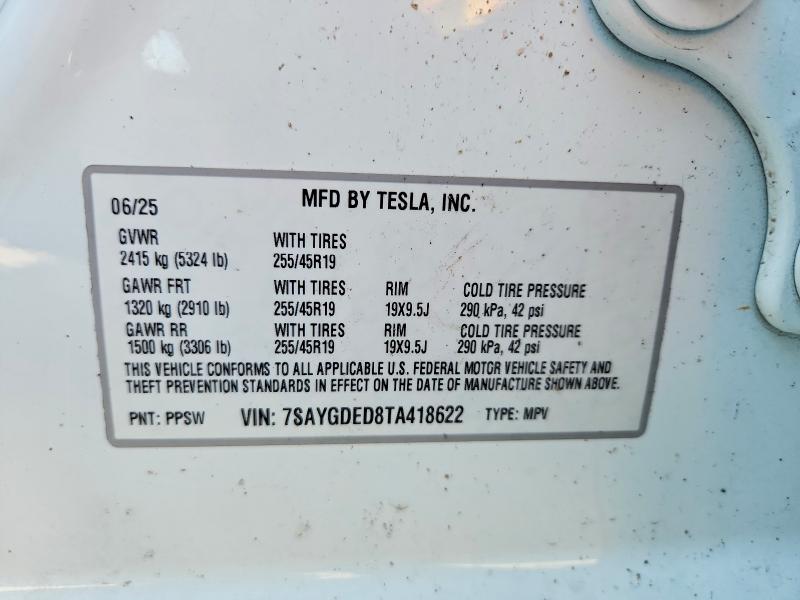 Aukcja sprzedaży 2026 Tesla Model Y, vin: 7SAYGDED8TA418622, numer aukcji: 64609756