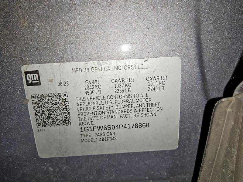 Aukcja sprzedaży 2023 Chevrolet Bolt Ev, vin: 1G1FW6S04P4178868, numer aukcji: 64268416