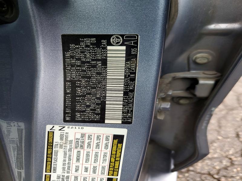64501936 :رقم المزاد ، 2T1KR32E86C596921 vin ، 2006 Toyota Matrix مزاد بيع