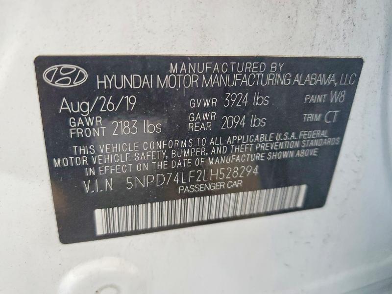 Продаж на аукціоні авто 2020 Hyundai Elantra, vin: 5NPD74LF2LH528294, номер лоту: 63822926