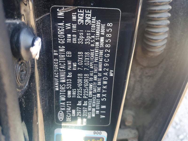 Aukcja sprzedaży 2012 Kia Sorento, vin: 5XYKWDA29CG285858, numer aukcji: 66459156