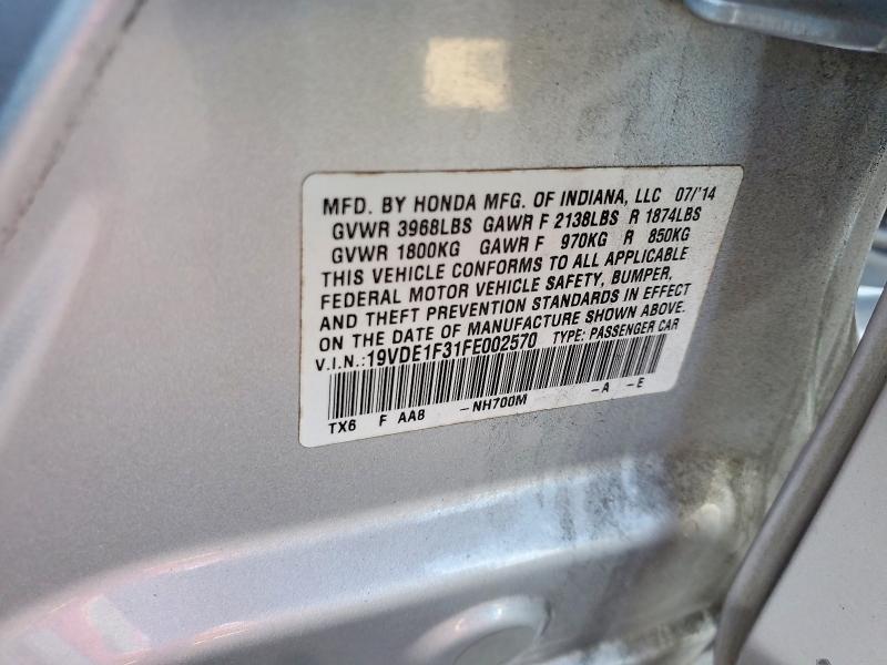 64960936 :رقم المزاد ، 19VDE1F31FE002570 vin ، 2015 Acura Ilx مزاد بيع