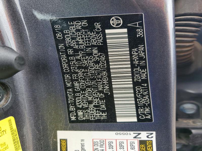 2019 Toyota C-hr მანქანა იყიდება აუქციონზე, vin: JTNKHMBX8K1022467, აუქციონის ნომერი: 64034326