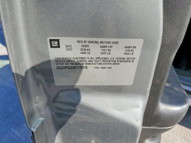 Продажа на аукционе авто 2008 Pontiac Grand Prix, vin: 2G2WP552981173176, номер лота: 65382176