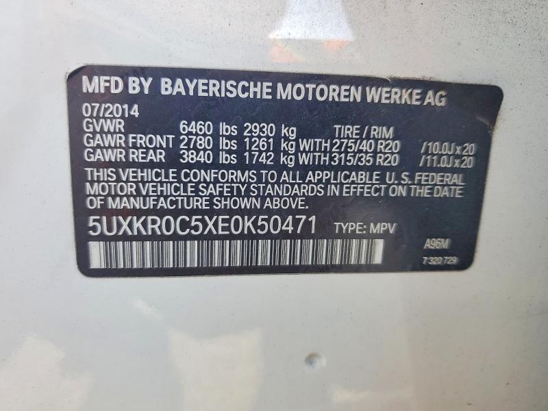 2014 Bmw X5 მანქანა იყიდება აუქციონზე, vin: 5UXKR0C5XE0K50471, აუქციონის ნომერი: 65654446