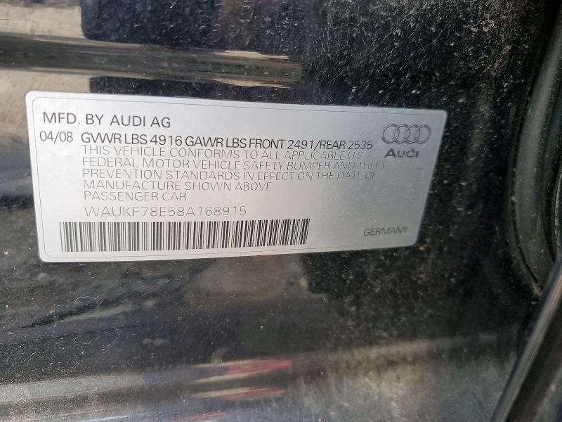 Aukcja sprzedaży 2008 Audi A4, vin: WAUKF78E58A168915, numer aukcji: 63997106