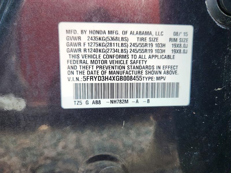 Aukcja sprzedaży 2016 Acura Mdx, vin: 5FRYD3H4XGB008455, numer aukcji: 65388596