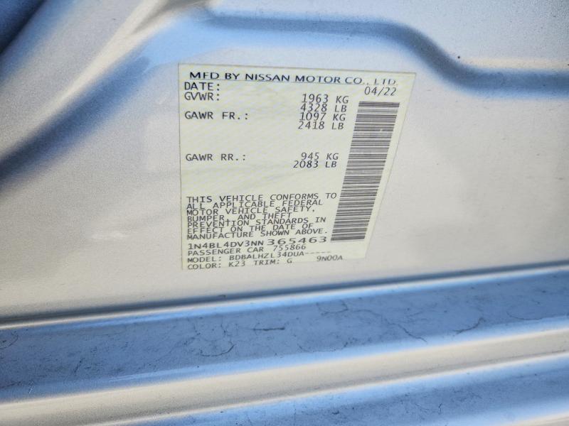 Aukcja sprzedaży 2022 Nissan Altima, vin: 1N4BL4DV3NN365463, numer aukcji: 65480696