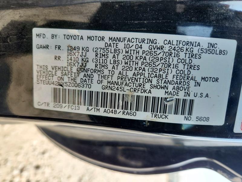 Auction sale of the 2005 Toyota Tacoma, vin: 5TEUU42NX5Z006370, lot number: 63304926