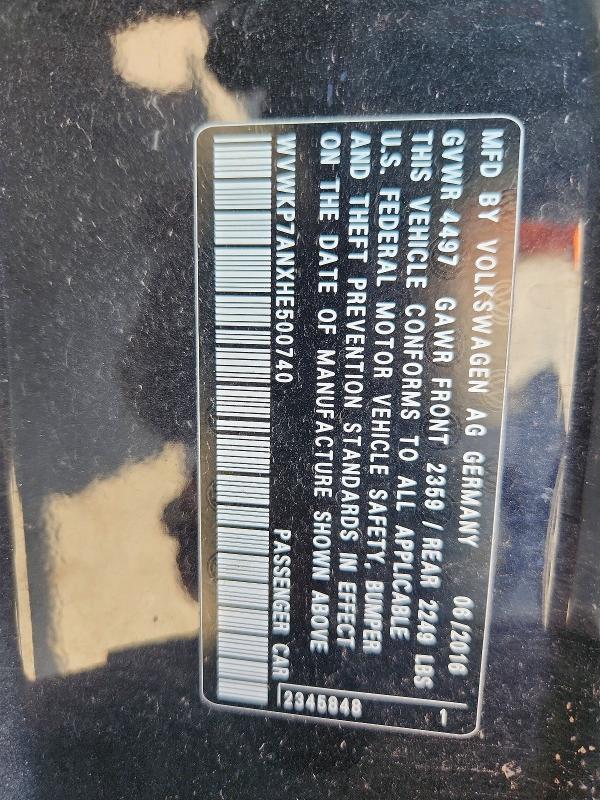 65994056 :رقم المزاد ، WVWKP7ANXHE500740 vin ، 2017 Volkswagen Cc مزاد بيع