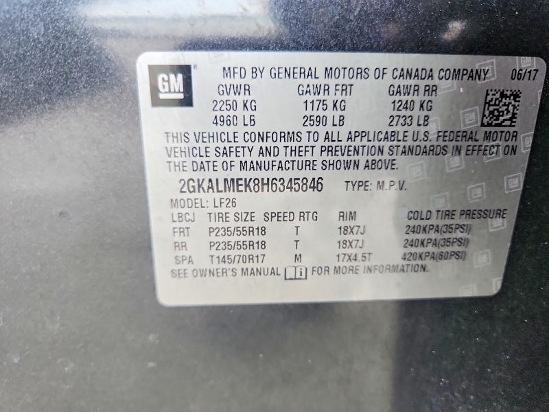 Aukcja sprzedaży 2017 Gmc Terrain, vin: 2GKALMEK8H6345846, numer aukcji: 63203846
