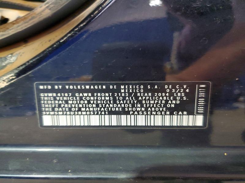 63508596 :رقم المزاد ، 3VW5M7BU3RM057741 vin ، 2024 Volkswagen Jetta مزاد بيع