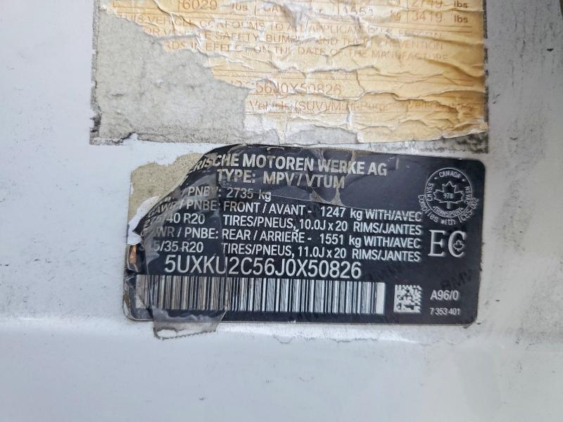 65459106 :رقم المزاد ، 5UXKU2C56J0X50826 vin ، 2018 Bmw X6 مزاد بيع