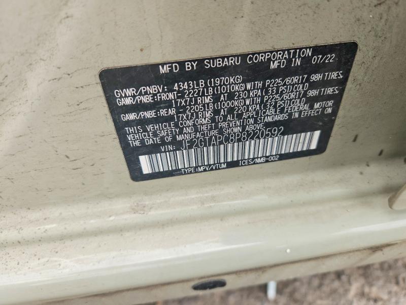 Aukcja sprzedaży 2023 Subaru Crosstrek, vin: JF2GTAPC8P8220592, numer aukcji: 66070886