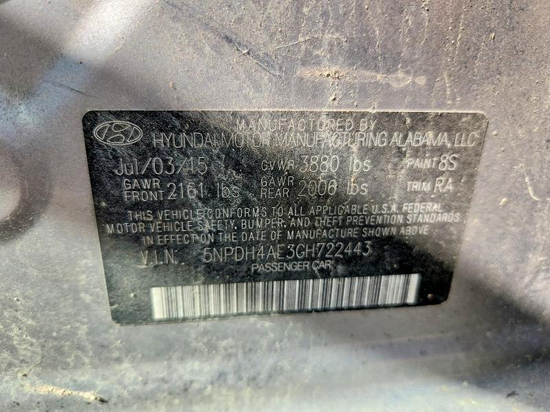 Продаж на аукціоні авто 2016 Hyundai Elantra, vin: 5NPDH4AE3GH722443, номер лоту: 63847406