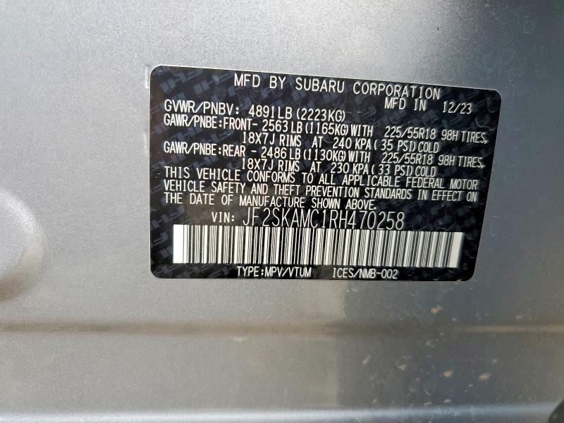 Aukcja sprzedaży 2024 Subaru Forester, vin: JF2SKAMC1RH470258, numer aukcji: 63935166