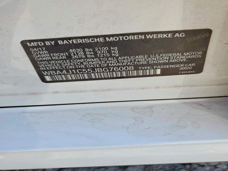 65911136 :رقم المزاد ، WBA4J1C55JBG76008 vin ، 2018 Bmw 430i مزاد بيع