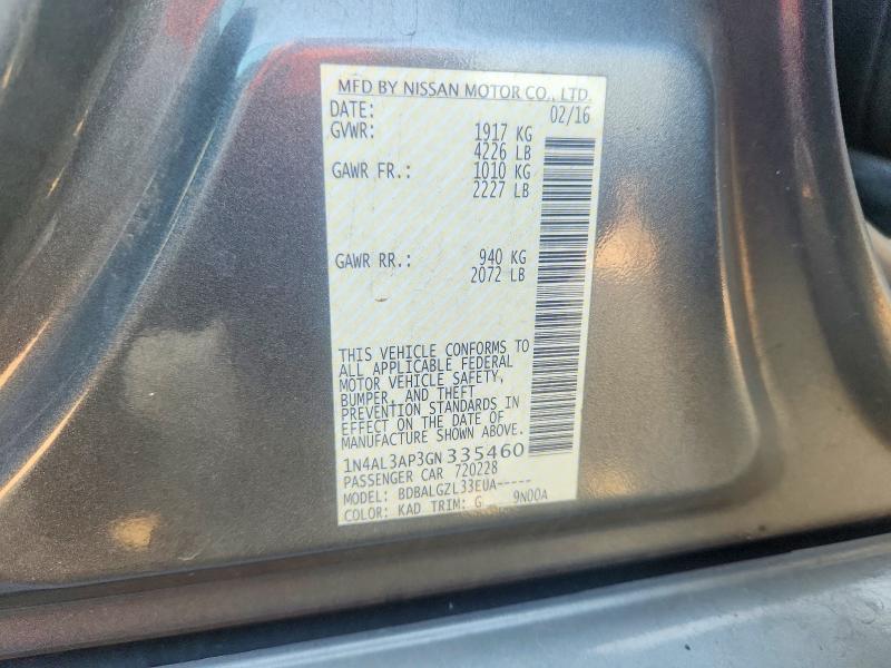 Aukcja sprzedaży 2016 Nissan Altima, vin: 1N4AL3AP3GN335460, numer aukcji: 64293586