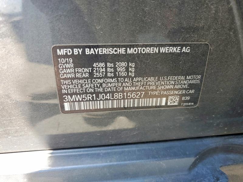 Продажа на аукционе авто 2020 Bmw 330i, vin: 3MW5R1J04L8B15627, номер лота: 64127406