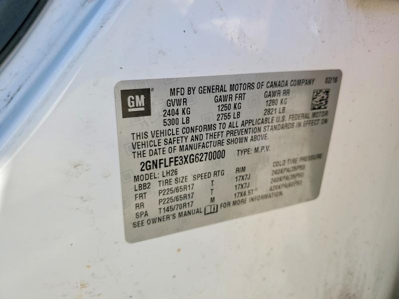 2016 Chevrolet Equinox მანქანა იყიდება აუქციონზე, vin: 2GNFLFE3XG6270000, აუქციონის ნომერი: 63825026