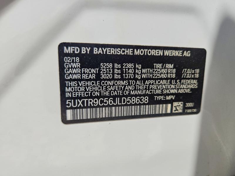Aukcja sprzedaży 2018 Bmw X3, vin: 5UXTR9C56JLD58638, numer aukcji: 67150566