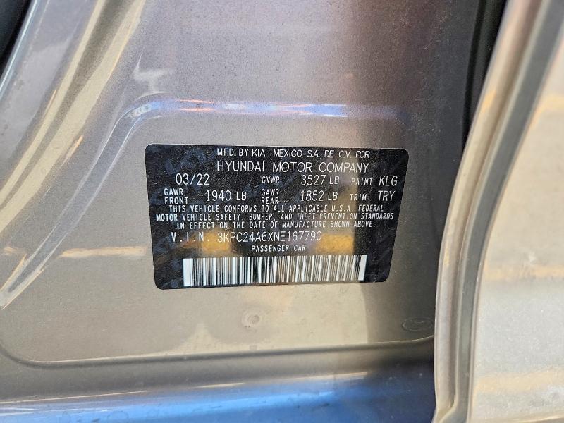 Продажа на аукционе авто 2022 Hyundai Accent, vin: 3KPC24A6XNE167790, номер лота: 66203786