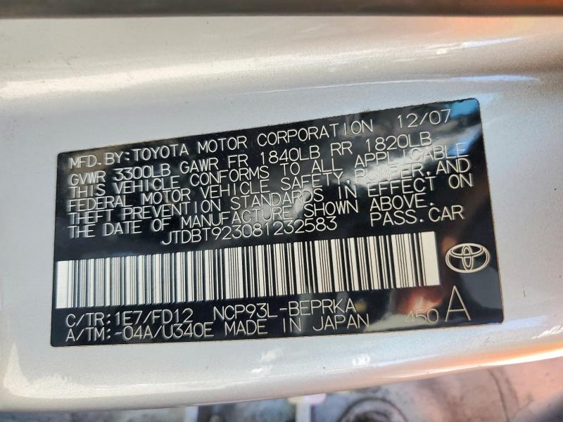 Продажа на аукционе авто 2008 Toyota Yaris, vin: JTDBT923081232583, номер лота: 63483716