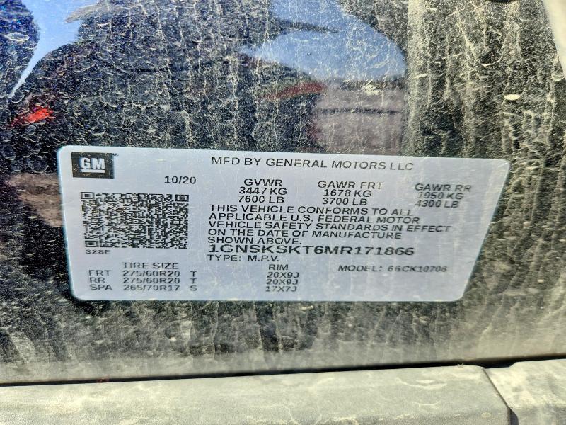 Aukcja sprzedaży 2021 Chevrolet Tahoe, vin: 1GNSKSKT6MR171866, numer aukcji: 63588126