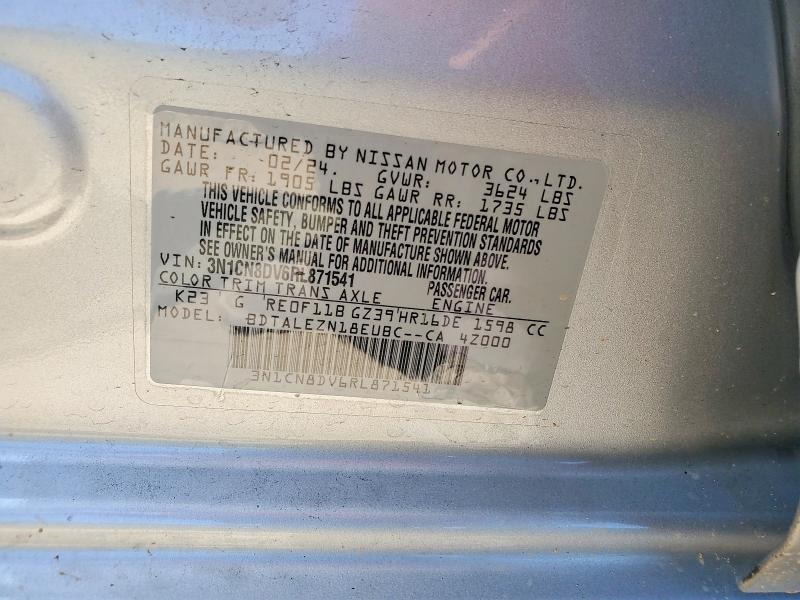 2024 Nissan Versa მანქანა იყიდება აუქციონზე, vin: 3N1CN8DV6RL871541, აუქციონის ნომერი: 65161546