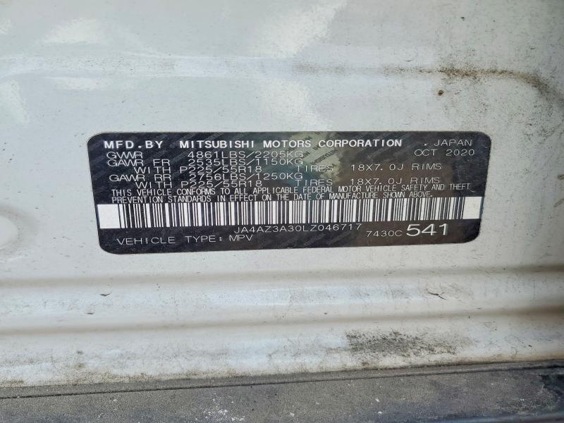 2020 Mitsubishi Outlander მანქანა იყიდება აუქციონზე, vin: JA4AZ3A30LZ046717, აუქციონის ნომერი: 63416316