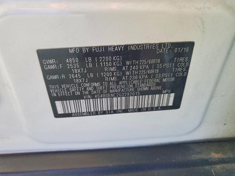 64363576 :رقم المزاد ، 4S4BSENC2G3292015 vin ، 2016 Subaru Outback مزاد بيع