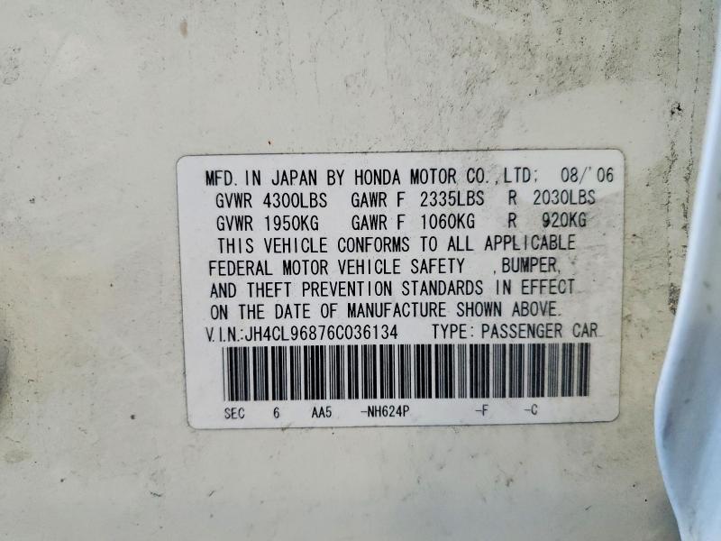 Aukcja sprzedaży 2006 Acura Tsx, vin: JH4CL96876C036134, numer aukcji: 62998526