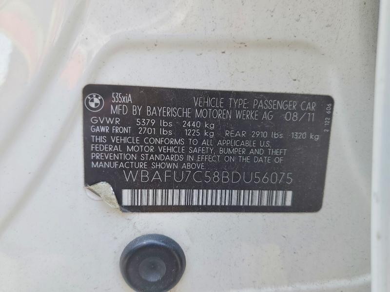 Продажа на аукционе авто 2011 Bmw 535, vin: WBAFU7C58BDU56075, номер лота: 63882256