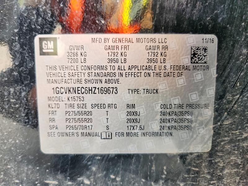 2017 Chevrolet Silverado მანქანა იყიდება აუქციონზე, vin: 1GCVKNEC6HZ169673, აუქციონის ნომერი: 64432116